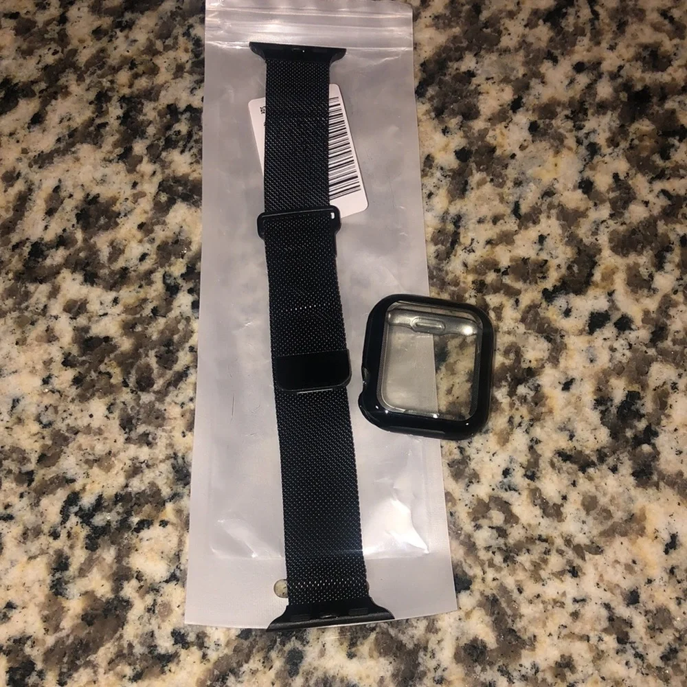 Black Stainless Steel Apple Watch band and face cover for 40MM